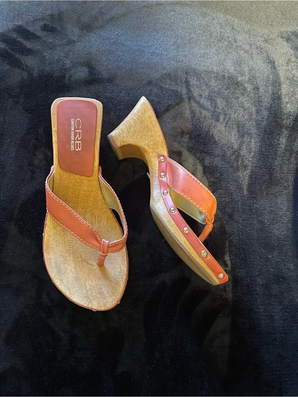 CRB Canyon River Blues-Made in Brazil 🇧🇷 Women Pink Leather Studded Wood Sandals
